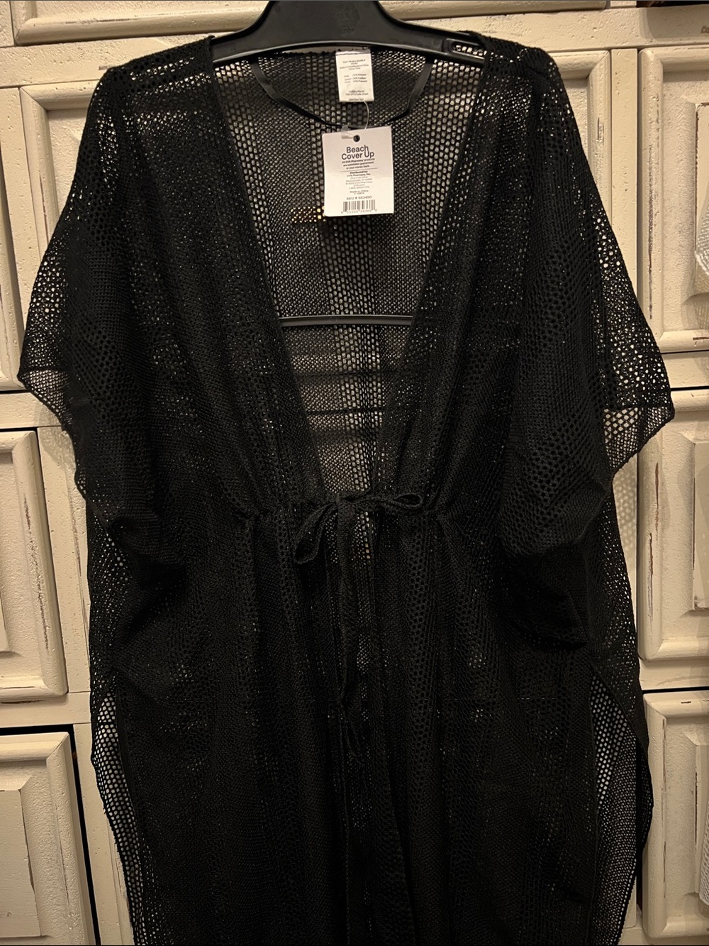Beach Cover-Up Sheer Mesh Kimono - Black